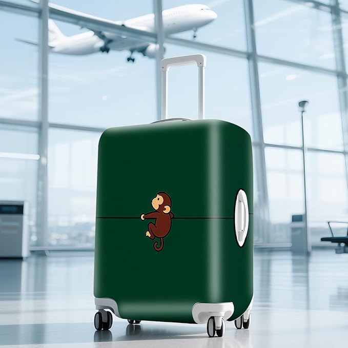 ANNA QUEEN Cute Monkey Travel Luggage Cover-Cartoon Stretchable Airplane Suitcase Protector Sleeve,Universal Washable Fit for 20-22 Inch Checked Baggage,Water Resistant Durable Luggage Protector,S