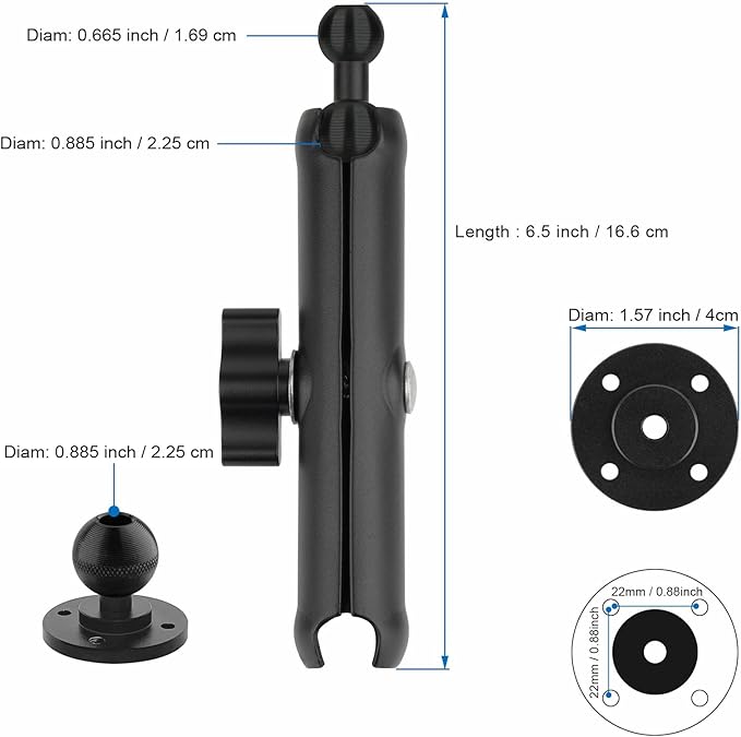 Mippko Wall Mount Phone Holder for Truck/Car/Boat/Wall/Desk,Compatible with 3.5~7.5 inch iPhone/Nexus/HTC/LG/Huawei/Smart Phones,360°Adjustment Aluminium Alloy Arm Drilling Base Mount