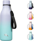 Konokyo Insulated Water Bottle with Strap,18 oz Double Wall Stainless Steel Vacuum Bottles Metal Water Flask,Lavender Green