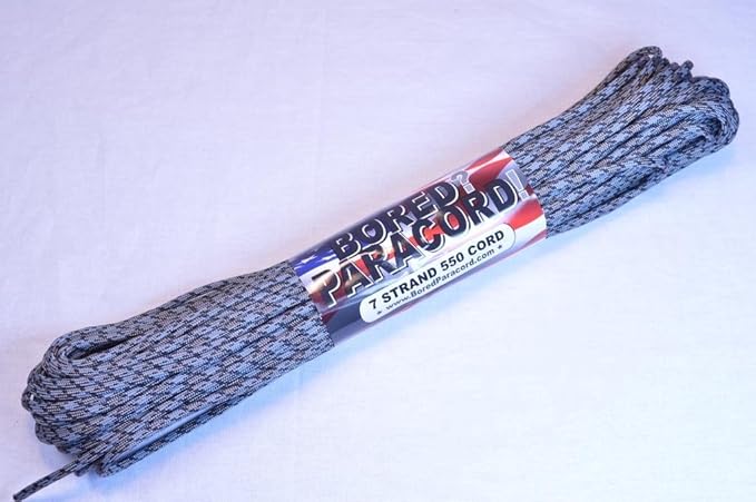 BORED? PARACORD! 550 lb Paracord – Ideal for Crafting, DIY Projects, Camping, Military & Active Outdoors – 300+ Colors – Tactical Parachute Cord Type III – Strong - Titanium 50 Feet