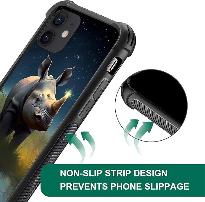 for iPhone 11 Case, Rhino Water Marshes Pattern Graphic Design Girl Boy Soft Silicone Hard Acrylic Shock Protection for iPhone 11