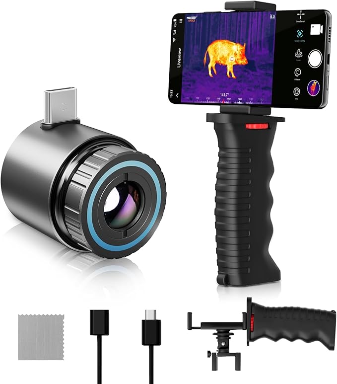 TNV30i Thermal Monocular for USB-C iPhone, iPad & Android, Night Vision Thermal Imaging Camera, 512×384 Super-Resolution 50Hz 20mK 1600-Yard Thermal Infrared Camera for Hunting, Building Detection
