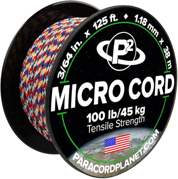 Paracord Planet Micro Paracord – Thin Braided Cord for Crafting, Fishing, and DIY Projects in 125 ft Spools – Super
