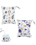 ALVABABY 2pcs Waterproof Wet Dry Bags,Reusable with Two Zippered Pockets,Baby Cloth Diaper,Travel,Beach,Pool,Daycare,Soiled Baby Items,Yoga Gym Bag,Swimsuits or Wet Clothes 2LW03