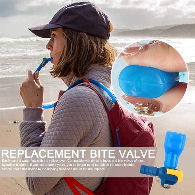3 Piece Set Bite Valve Replacement Mouthpiece Bite Valve Tube Nozzle Replacement Replacement Bite Valve for Outdoor Backpack Hydration Bladder Reservoir
