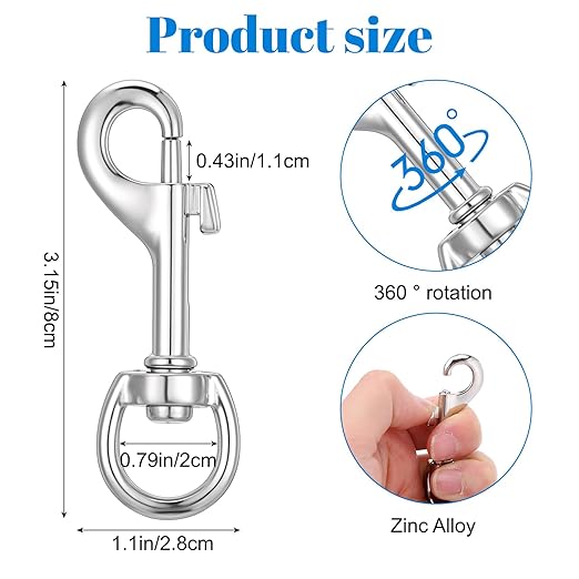 Kifmurase 50 Pcs Swivel Snap Hooks for Dog Leash, Heavy Duty 3.15 Inch Flag Clasp Single Ended Swivel Clip, Multipurpose Bolt Snap for Keychain Camera Trap Linking Pet Leash