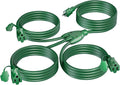 K KASONIC - 25FT Outdoor Extension Cord 1 to 3 Splitter, 3 Prong Outlets Plugs with Safety Covers, Weatherproof Extension Cord for Christmas Decorations, 16/3 SJTW, ETL Listed, Green