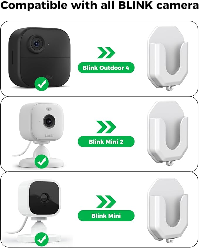 KMOUANTS 3 Pack Blink Mini No Drill No Screws Wall Mount Bracket for BlinkMini2k+ /Mini 2 /Outdoor 4 /Indoor Camera Mount Adhesive Bracket for Blink Camera