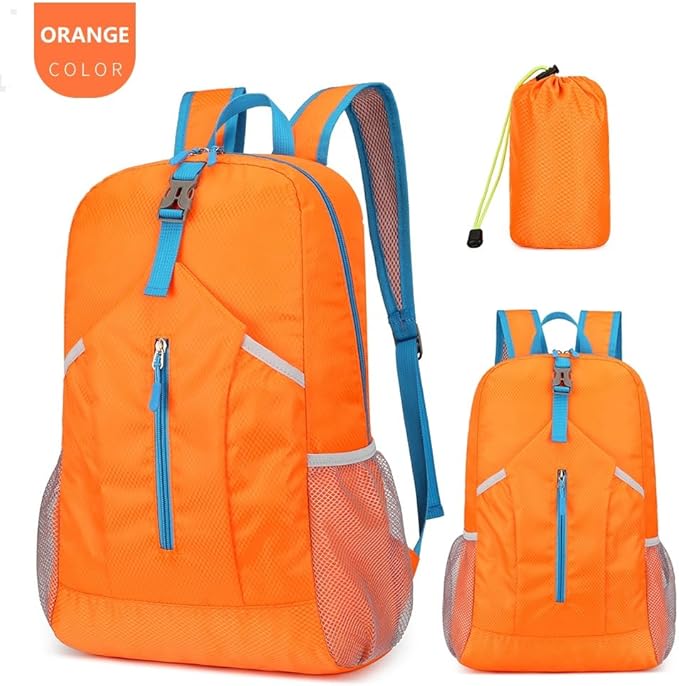 levayhill 25L Foldable Hiking Backpack Lightweight Packable Basic-Daypack Collapsible Bag Water-Resistant Travel Men Women Camping Cycling Outdoor (Orange)