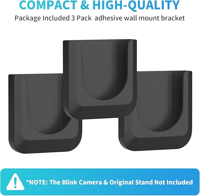 Blink Camera No Drill Wall Mount Bracket for Blink Outdoor 4/ Outdoor 2K+ / Blink Mini 2/Blink Indoor Camera,No Screw Adhesive Blink Camera Mount for Blink Indoor 3Pack (Camera Not Included) Black