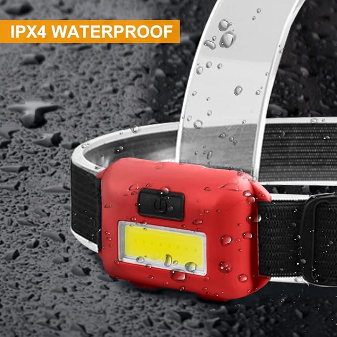 8 Pack Led Headlamp for Adults and Kids, 1.1oz/31g COB Flood Light Ultra Bright Head Lamp with 3 Modes 24 AAA Batteries, Waterproof Work Flashlight for Family Camping Running Reading Hiking