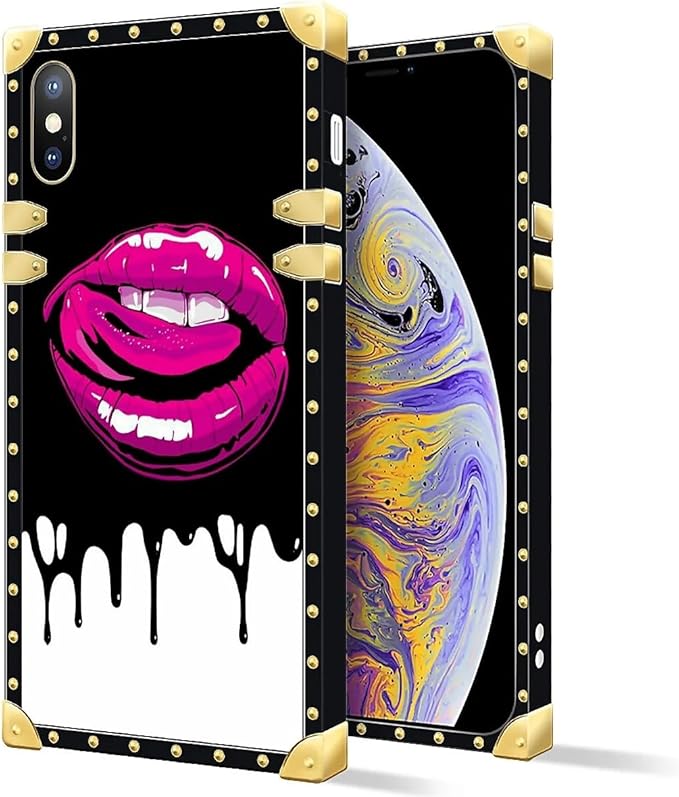 Compatible with iPhone XR Case, Black White Red Slap Sexy Luxury Golden Decoration for Girl Women Soft TPU Shockproof Protective Hard PC Back for iPhone XR