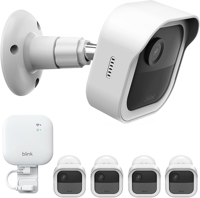 Wall Mount for Blink Outdoor 4th Gen and 3rd Gen, 4 Pack Weatherproof Protective Housing and 360 Degree Adjustable Mounting with Sync Module Mount (Blink Camera Not Included, White)