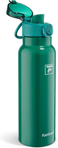 Fanhaw Daylite Series 24 oz Stainless Steel Insulated Water Bottle with Silicone Spout Lid, Double-Wall Vacuum Leakproof Metal Bottle, Anniversary Birthday Gift for Kids, Women & Men (Mars Green)