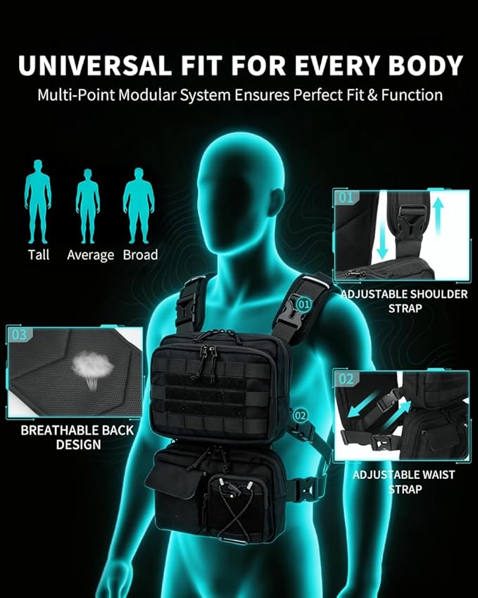 Blue Quartz 3-in-1 Running Vest with 2L Water Bladder, Lightweight Tactical Hydration Backpack with Detachable Waist Pack, Reflective Chest Pack for Hiking Running Cycling Race for Women Men