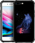 for iPhone 7 Plus/8 Plus Case, Galaxy Fox Wolf Pattern Graphic Design Girl Boy Soft Silicone Hard Acrylic Shock Protection for iPhone 7 Plus/8 Plus