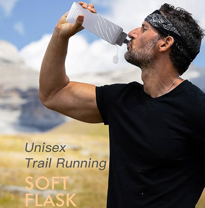 AONIJIE TPU Soft Flask Water Bottle Collapsible Running Flask for Hydration Pack, BPA Free, Wide Opening, for Outdoor Sports Hydration