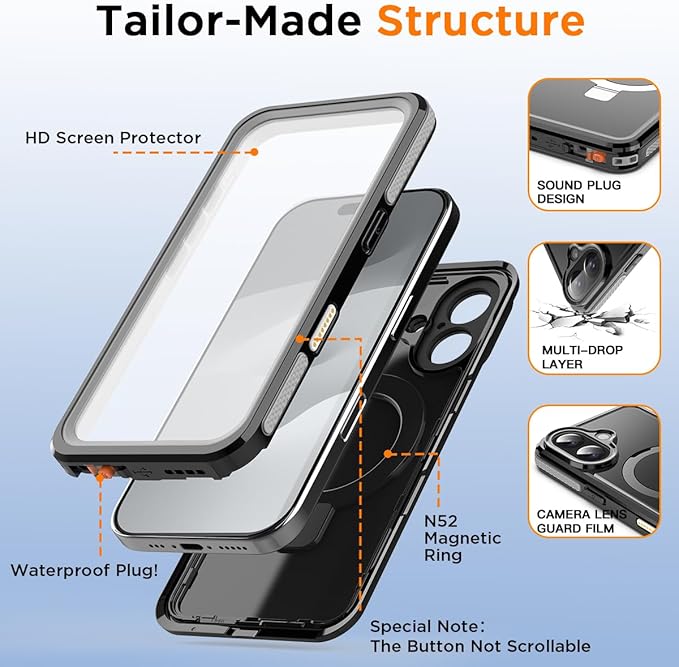 AICase Magnetic for iPhone 17 Case Waterproof Magsafe[Ring Invisible Stand & Screen Protector][IP68 Underwater][Dropproof][Dustproof][Real 360] Shockproof Protective Phone Case 6.3''2025