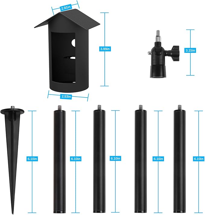 Security Camera Ground Stake Heavy Duty Stand Mount with Silicone Skin Cover for R-ing Outdoor Cam Plus Outdoor Security Camera Adjustable Bracket（Black）