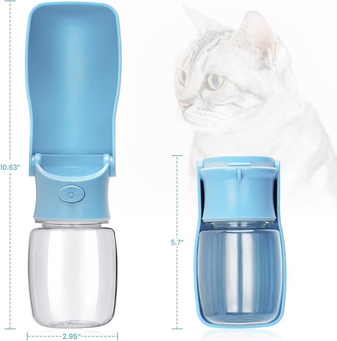 Portable Dog Water Bottle, Foldable Dog Water Bottle Leak Proof Dispenser for Puppy Small Medium Large Dogs, Pet Drink Cup for Walking Hiking Traveling(SkyBlue,12oz)