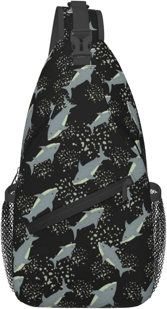 Sea Shark Sling Bag For Women Men Cute Shark Pattern Backpack Crossbody Shoulder Bag Sling Backpack Chest Bag Travel Hiking Casual Sport Daypack