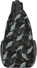 Sea Shark Sling Bag For Women Men Cute Shark Pattern Backpack Crossbody Shoulder Bag Sling Backpack Chest Bag Travel Hiking Casual Sport Daypack
