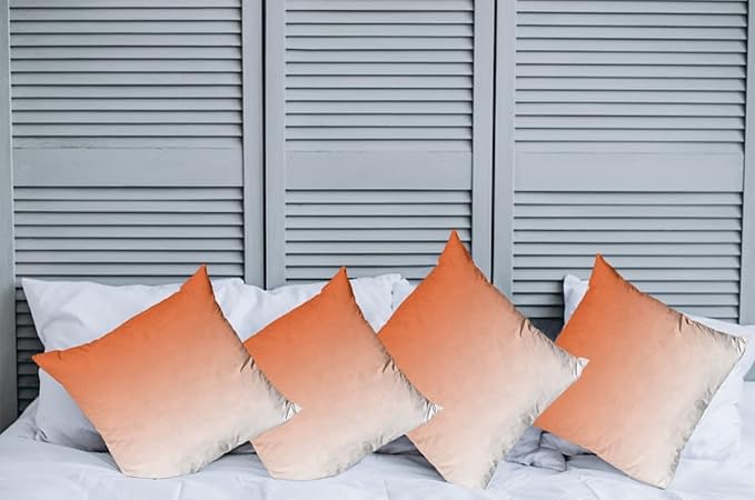 Ambesonne Ombre Decorative Throw Pillow Case Pack of 4, Scorching Sunset in The Hot Desert Inspired Dusk Orange Ombre Digital Art Design Print, Cushion Cover for Couch Living Room Car, 20", Orange
