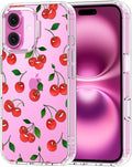 MOSNOVO Case for iPhone 16, [Buffertech 6.6ft Military-Grade Drop Protection] [Anti Peel Off Tech] Clear TPU Bumper Phone Case Cover Design - Cute Cherry