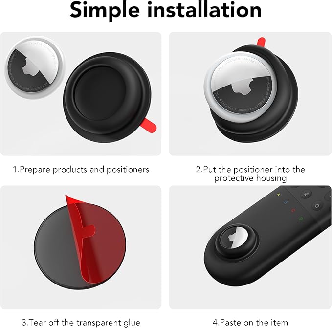 Aimtel Case for Apple AirTag Sticker (Fits 2nd/1st Gen), 4 Pack Air Tags Removable Adhesive Mount, Protective Silicone Holder for Sticking on Tv Remote, Luggage, Laptop, Headphones, Camera, iPad