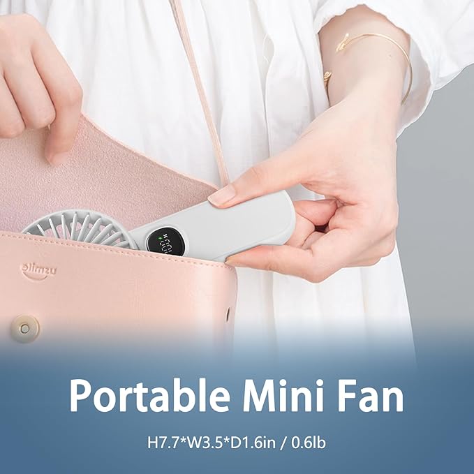 [2-packs Portable Handheld Fan] Personal Hand Held Fan for Travel, Foldable Eyelash Neck Fan with Digital Display, Lanyard, 5 Speeds, 180° Adjustable, 3-12h Working Time, Rechargeable Battery Operated