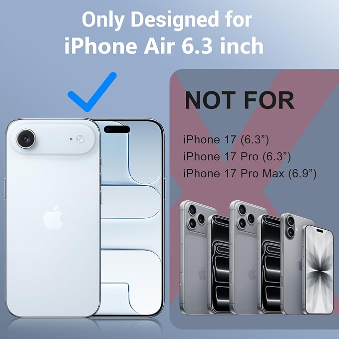 Red2Fire for iPhone Air Case Waterproof, [Built-in Screen Protector & Camera Protector][Compatible with MagSafe][Full Body Shockproof][IP68 Waterproof][Dustproof] Phone Case 6.5" Blue/Clear
