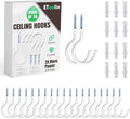 30 Pcs Ceiling Hooks for Hanging Plants - 2.9 inch Heavy Duty, Hanging Hooks for Christmas Lights, Cups, Decors - White Vinyl Coated Screw in Plant Hanger Hook Indoor and Outdoor