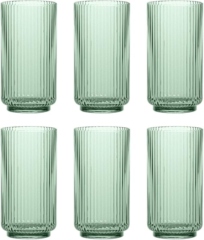 Abode Homewares Mesa 22 oz Durable Acrylic Jumbo Drinking Glasses, Shatter-Resistant and Dishwasher-Safe Indoor/Outdoor Drinkware for Water, Iced Tea, Juice, and Cocktails - Sage Green - Set of 6