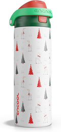 ENCOOL Christmas SwiftSip Insulated Water Bottle with Straw, Stainless Steel Water Bottle, Leak Proof BPA-Free, Keeps Cold for 24 Hours for Sports, Christmas Holiday Gifts for Women, 24oz, Nordic Noel