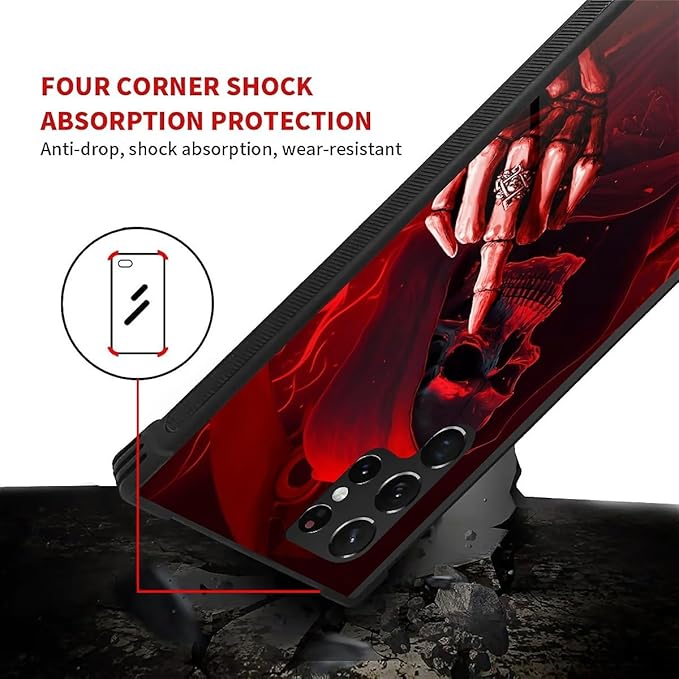 for Samsung Galaxy S22 Ultra Case, Gestures Funny Skull Pattern Graphic Design Girl Boy Soft Silicone Hard Acrylic Shock Protection for Samsung Galaxy S22 Ultra