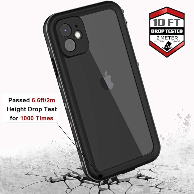 for iPhone 11 Waterproof Case with Screen Protector Full Body Protector Shockproof Dustproof Dirtproof Heavy Duty IP68 Waterproof Case for iPhone 11(6.1inch) (Clear)