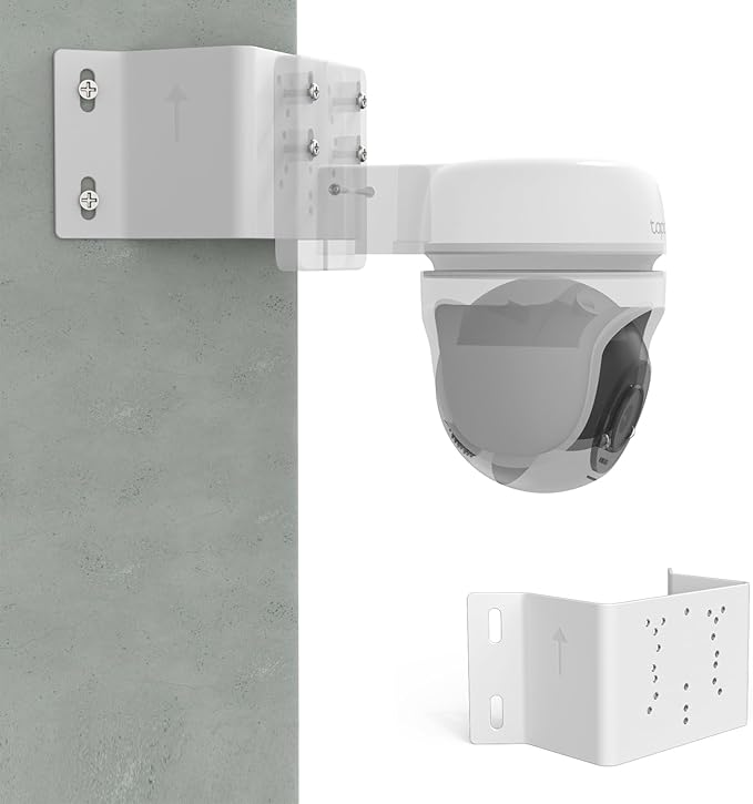 Corner Bracket for Security Camera, Metal Corner Mount Compatible with TP-Link Tapo Outdoor Pan/Tilt Wi-Fi Security Cameras (C530WS/C520WS/C510W/C500/C501GW/TC40/TC41/TC40GW/C51A/C52A（White）