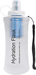 GUYI 500ml Collapsible Water Filter Bottle, Removes Impurities, BPA Free, Ultralight for Hiking, Camping, Cycling & Travel-White