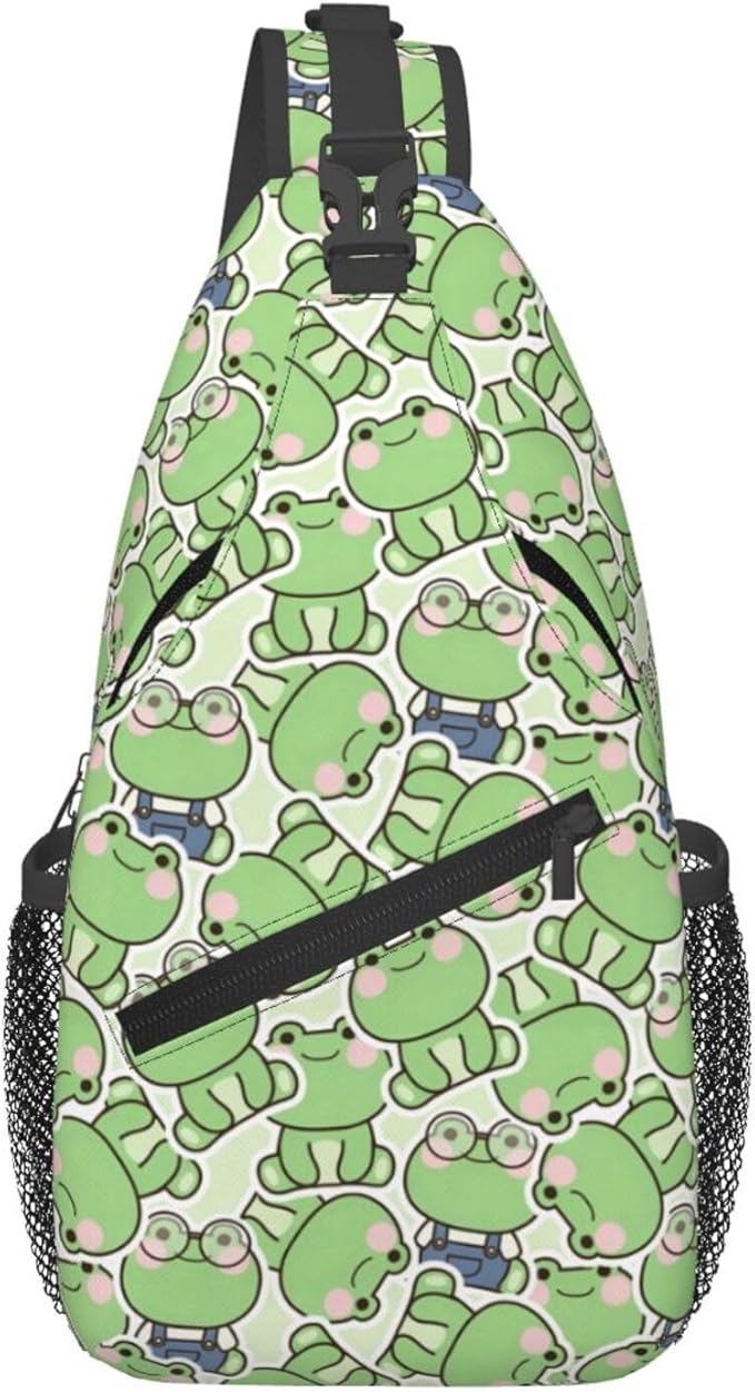 Cute Frog Sling Bag For Women Men Fashion Backpack Crossbody Frogs Shoulder Bag Sling Backpack Chest Bag Travel Hiking Casual Sport Daypack