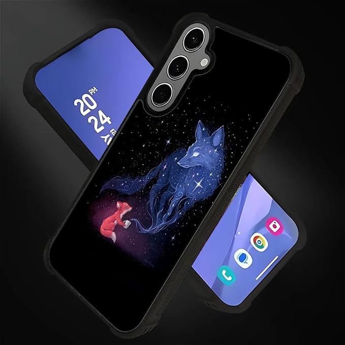 for Samsung Galaxy S24 S25 Plus Case, Galaxy Fox Wolf Pattern Graphic Design Girl Boy Soft Silicone Hard Acrylic Shock Protection for Samsung Galaxy S24 S25 Plus