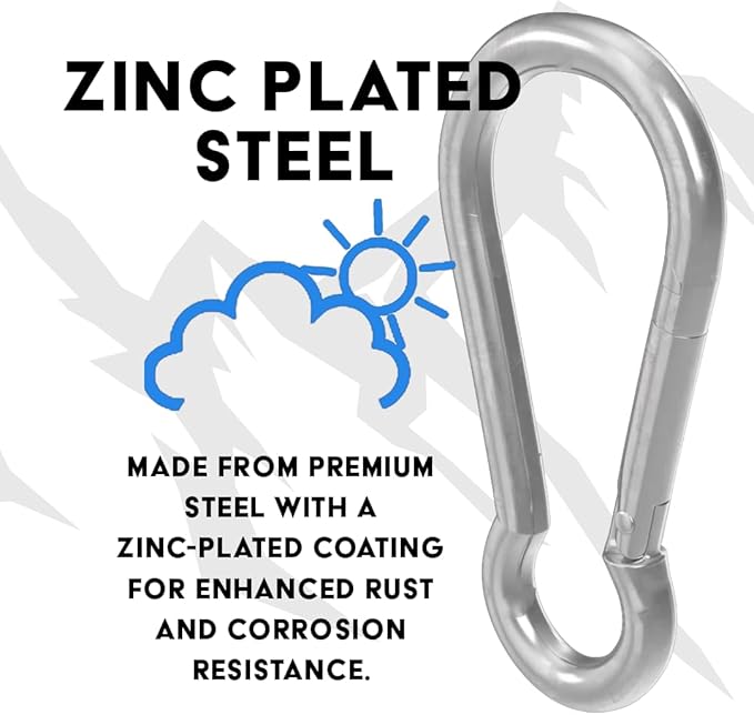BoxerTool Heavy Duty Spring Snap Hooks 4Inch, 3/8" 20 Pack - Multipurpose Carabiner Clips for Swing, Large Steel Chain Quick Links Safety Buckle Connector for Hammock Fitness Gym Outdoor Boating