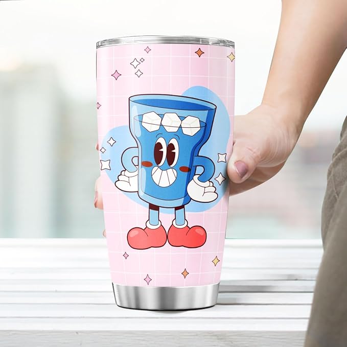 Funny Might Be Vodka Tumbler 20oz for Women, Cute Ice Cup Cartoon Design, Stainless Steel Insulated Cup for Coffee, Water, Travel, Work