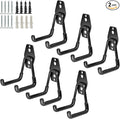 GeeWatom Garage Storage Utility Hooks，Garage Garden Tool Organizer，Steel Wall Mount Hooks, Garden Small U Hooks (6 Pack-Black)