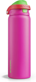 ENCOOL Leakproof Insulated Water Bottle with Straw Dual-Sip Water Bottle Bag-Safe Design for Work, Commute & Gym – Keeps Drinks Cold All Day, 32 oz, Neon Pink