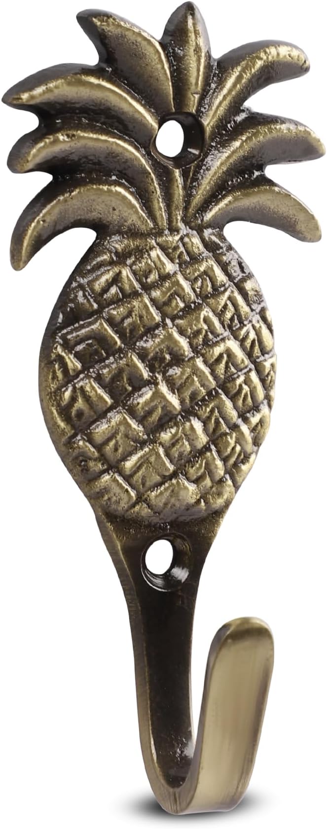 FAPBADRI Multipurpose Hooks, Used to Hang Clothes, Bags, Coats, Curtain Hold Backs, Keys, Colour - Antique Gold, Material - Brass, Pineapple Design, Screws and Wallplugs Included, Pack of 2 Pieces