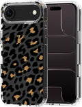 MOSNOVO for iPhone Air Case | Military Grade 6.6ft Drop Tested | Camera Control | Clear with Leopard Print Design