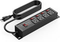 CCCEI Heavy Duty Surge Protector Power Strip 20 Amp Individual Switches. 15FT 12 Gauge Extension Cord with Multiple Outlets. Kitchen, Garage, Shop, Industrial Wall Mount Electric Extender, Black.