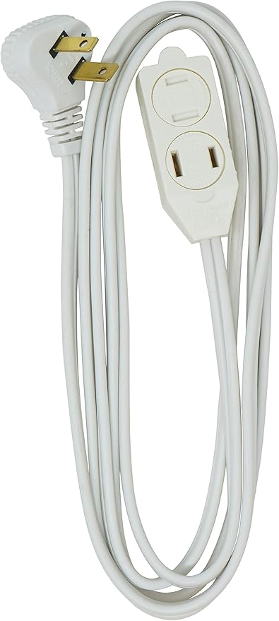 Woods Slimline Extension Cord - 16/3 Indoor Flat Plug with Right Angled Design - 3 Polarized Outlets - PVC Jacket - Space Saving - Neutral White - 16 Gauge - 3 Feet,(Pack of 12)