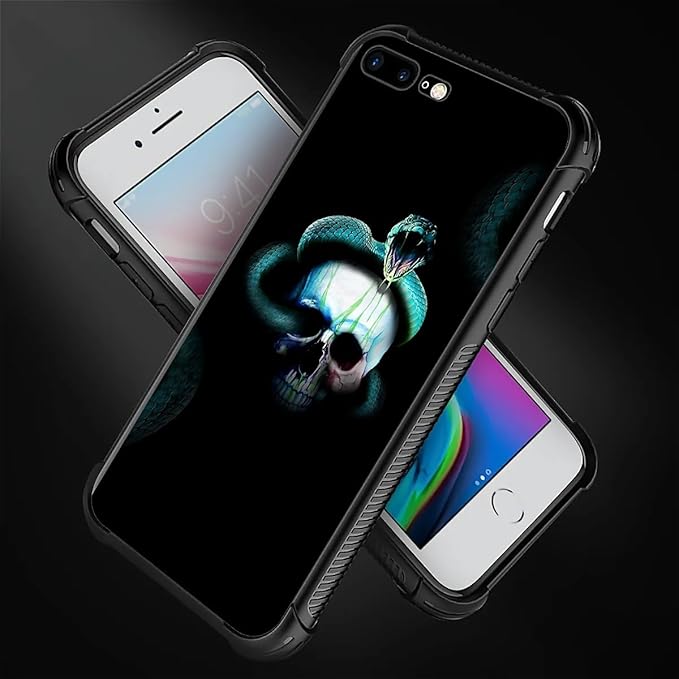 for iPhone 7 Plus/8 Plus Case, Skeleton Winding Snake Pattern Graphic Design, Soft Silicone Hard Acrylic Shock Protection
