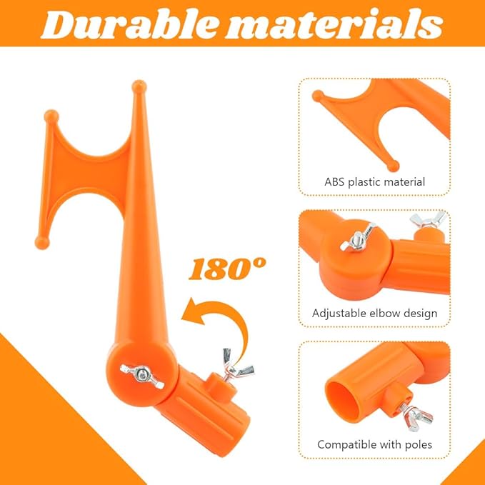 Xiaokeis Handy Hook,Plastic Multi-Purpose Utility Hook, Durable, Adjustable Elbow, Screw on to Standard Thread Extension Pole for Hanging Bird Feeders, Christmas Lights, Ropes, Boats, Pool